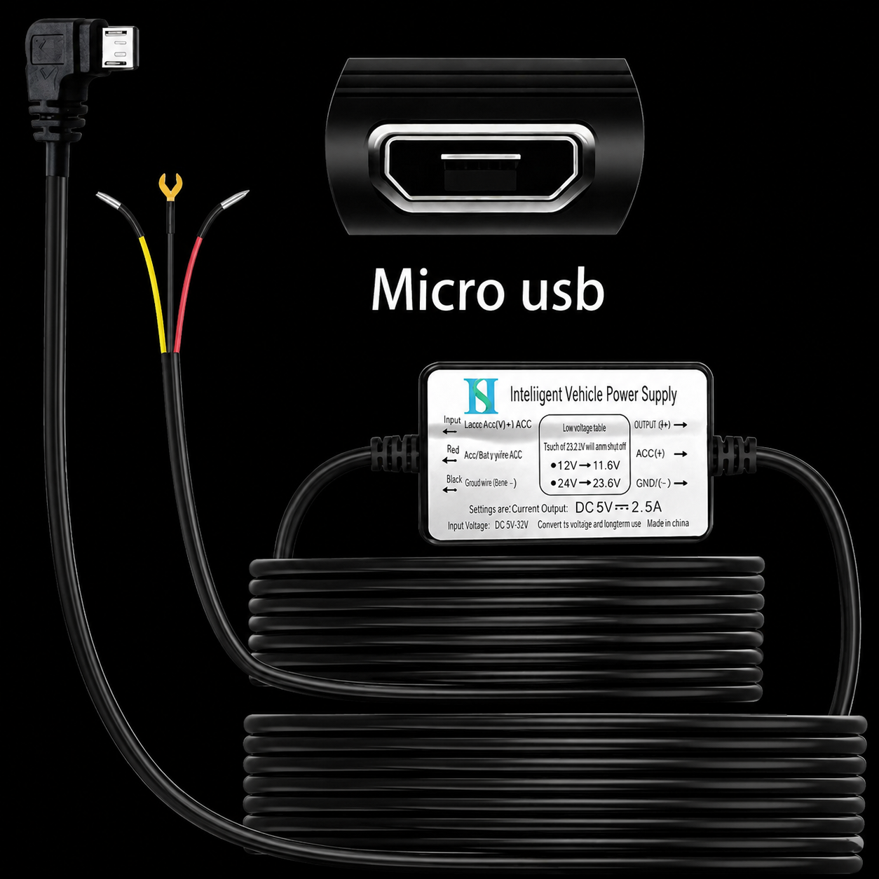 Micro USB Dash Cam Hardwire Kit